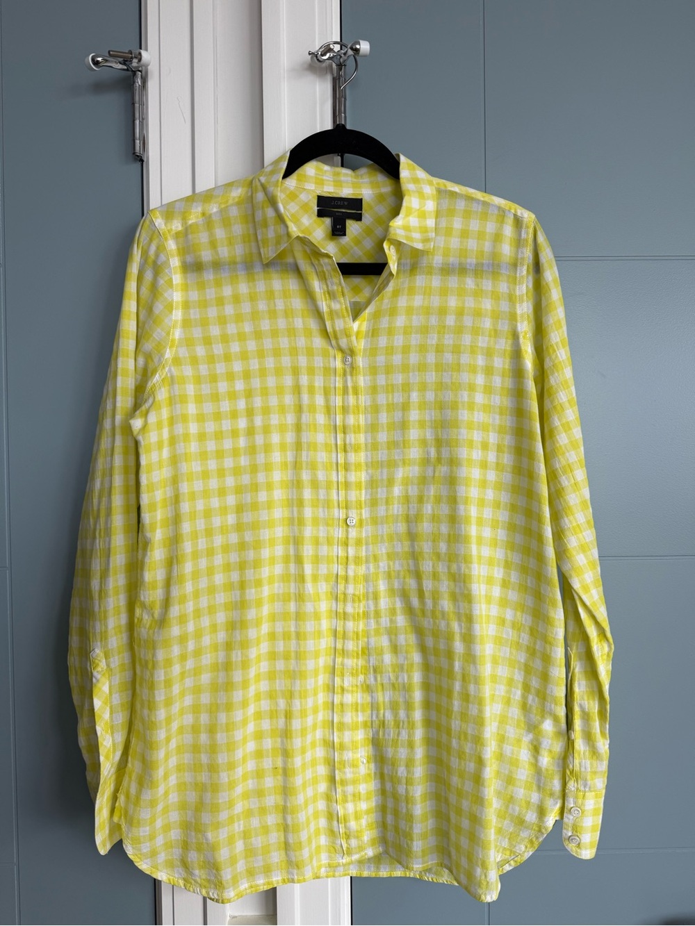 J Crew Women’s Yellow & White Gingham Button-Up Shirt - Size 8T